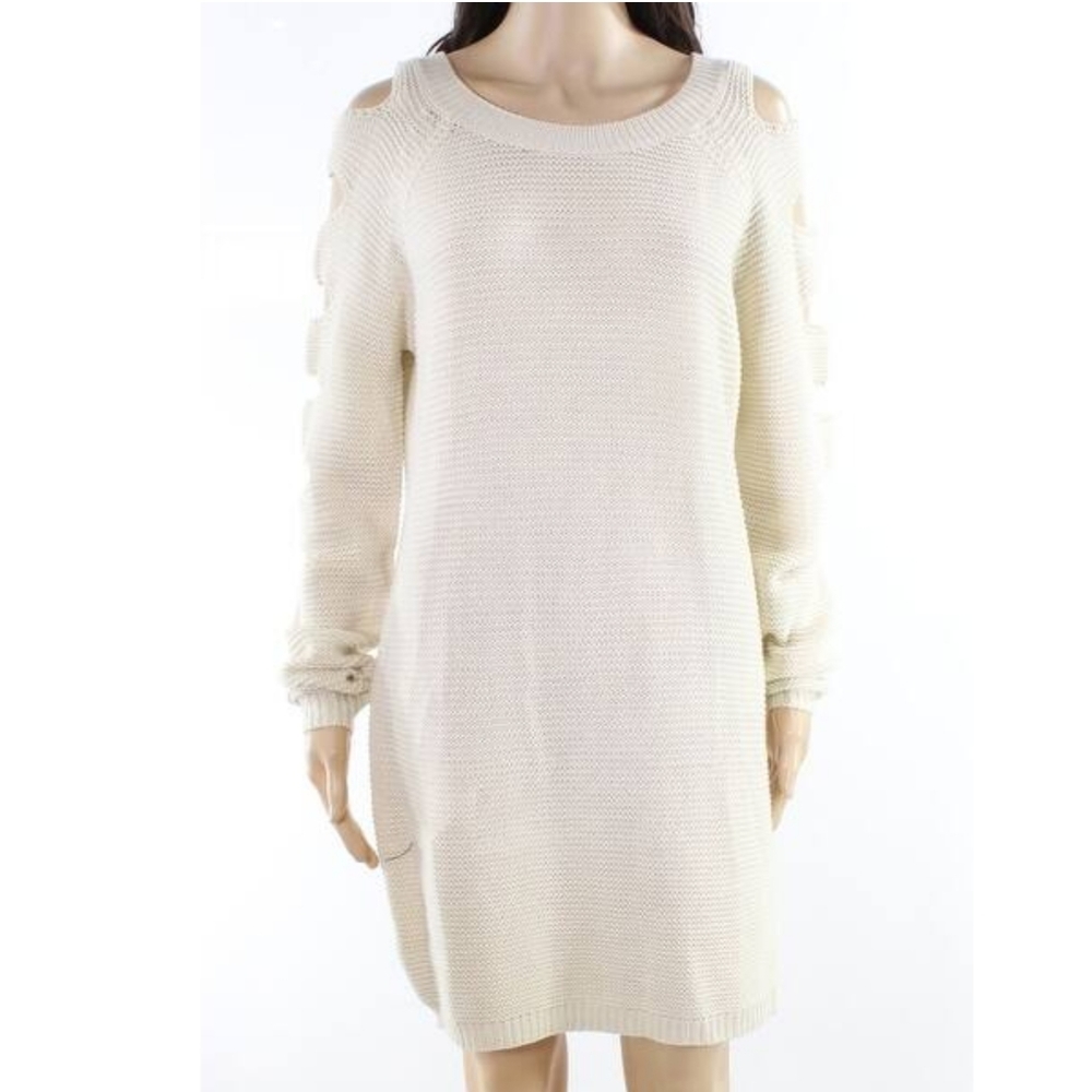 Solutions Sand Beige Womens Cutout Sweater Dress